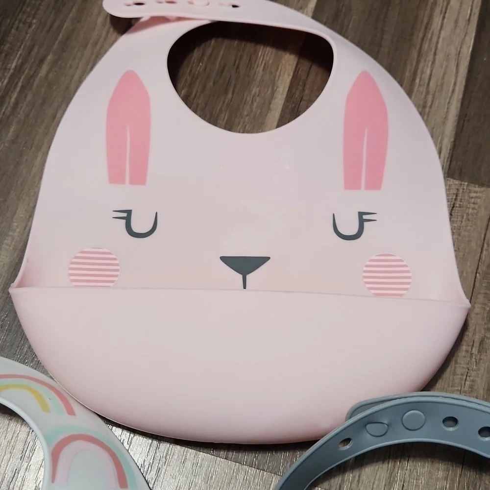 Cloud Island set of 3 Adjustable Silicone Bibs Spring Easter